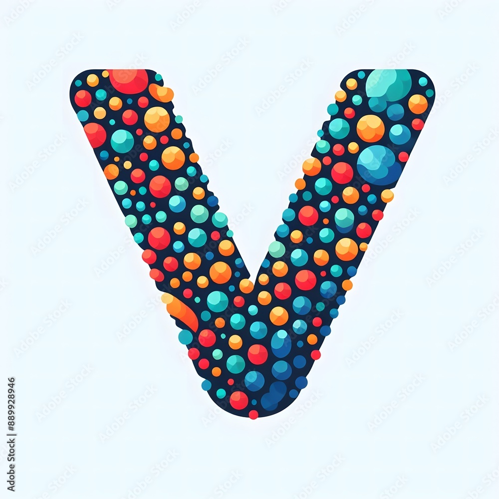 Poster ai generate of logo letter v created using random color dots
