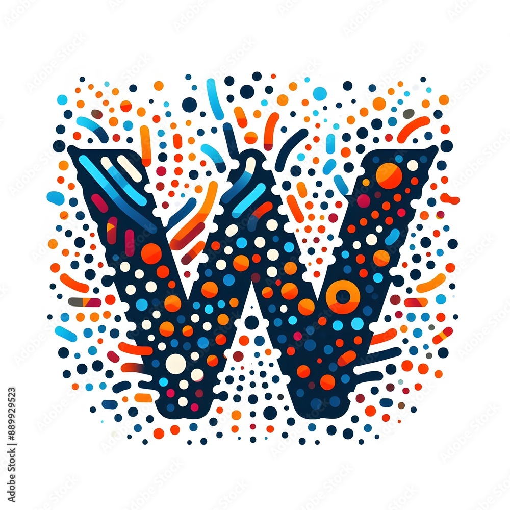 Fototapete AI Generate of Logo Letter W created using random color dots