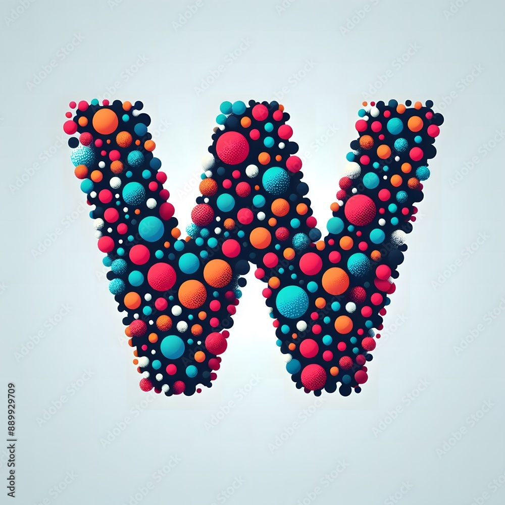 Fototapete AI Generate of Logo Letter W created using random color dots