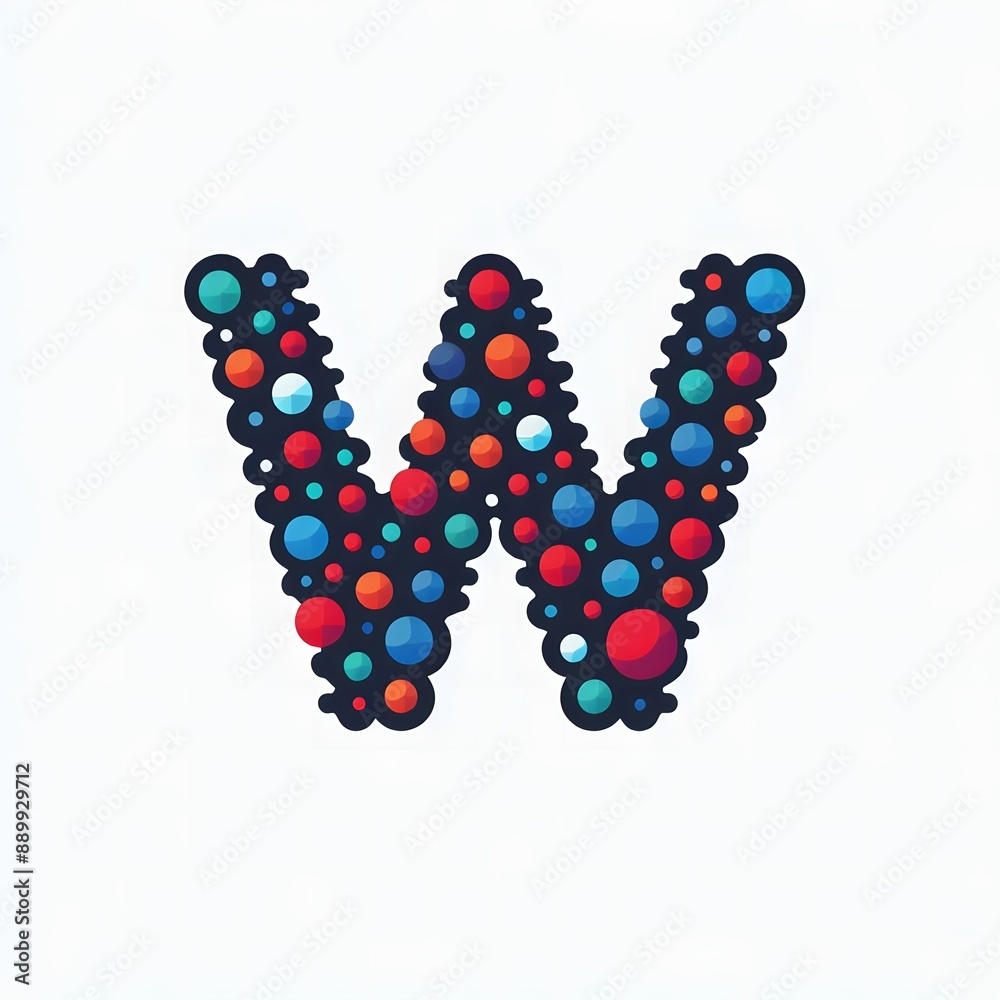 Fototapete AI Generate of Logo Letter W created using random color dots
