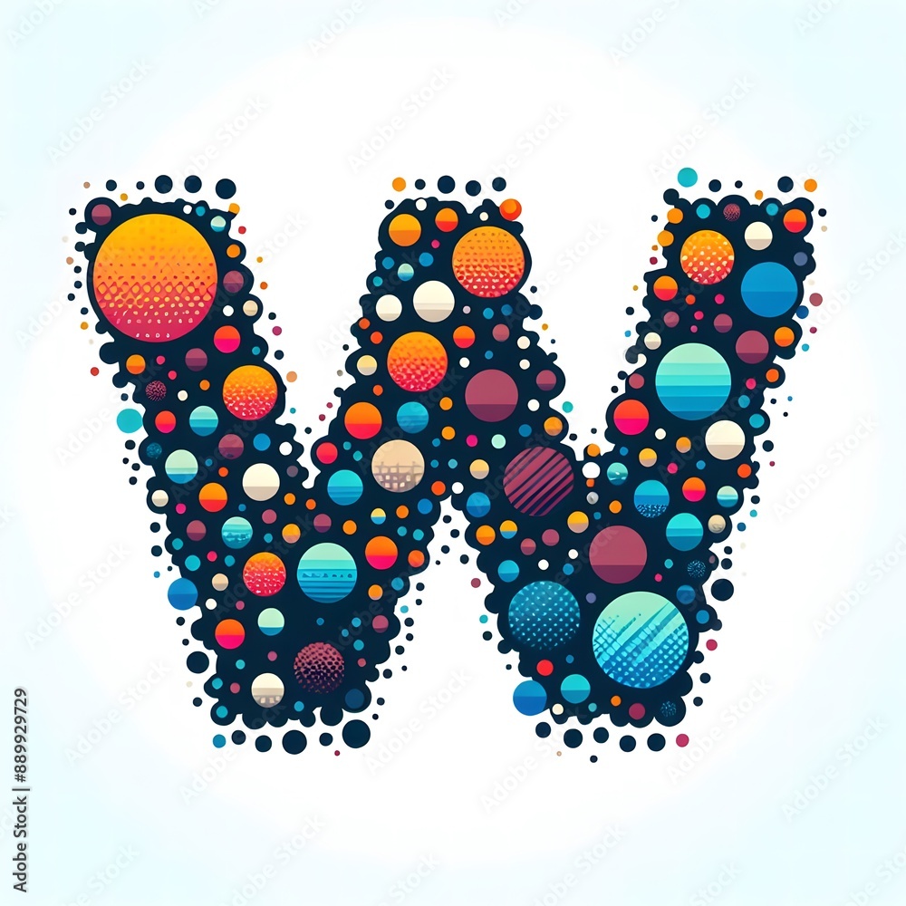 Fototapete AI Generate of Logo Letter W created using random color dots