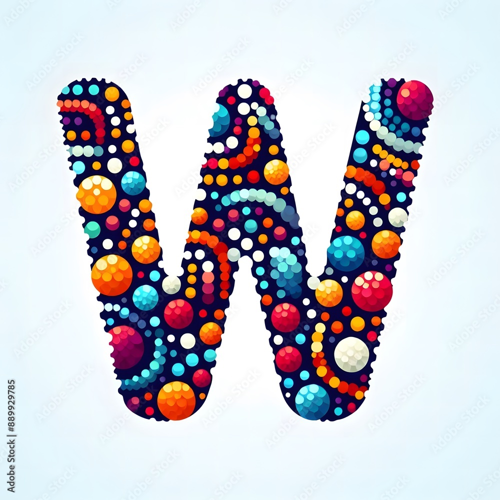Fototapete AI Generate of Logo Letter W created using random color dots