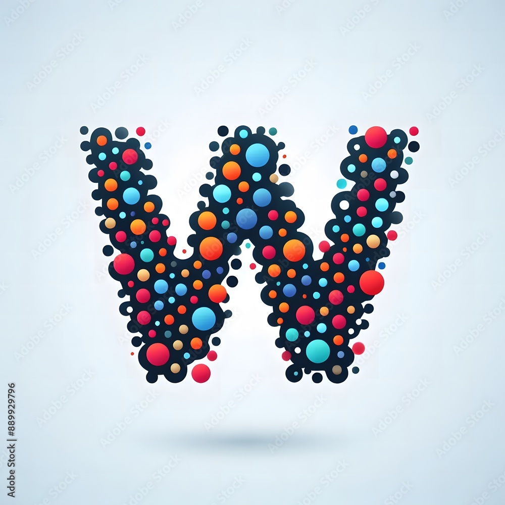Fototapete AI Generate of Logo Letter W created using random color dots
