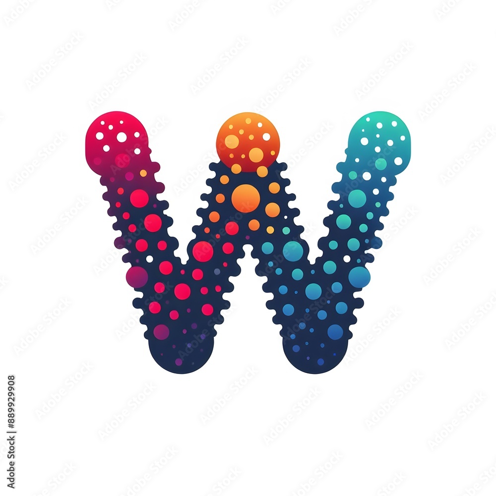 Fototapete AI Generate of Logo Letter W created using random color dots