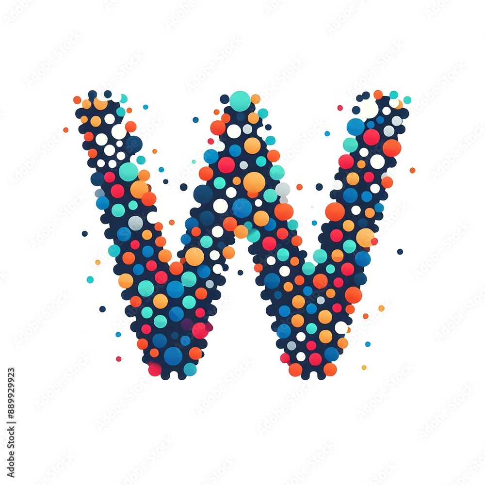 Fototapete AI Generate of Logo Letter W created using random color dots