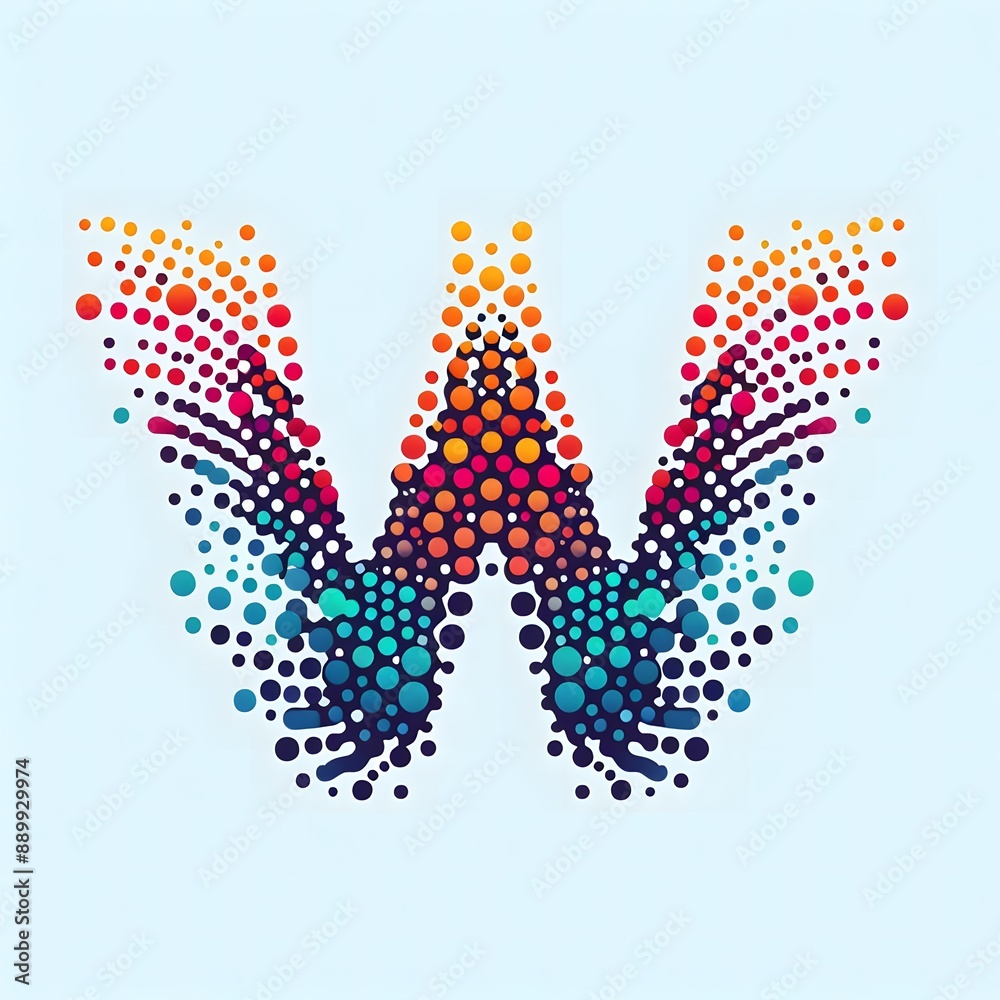 Fototapete AI Generate of Logo Letter W created using random color dots