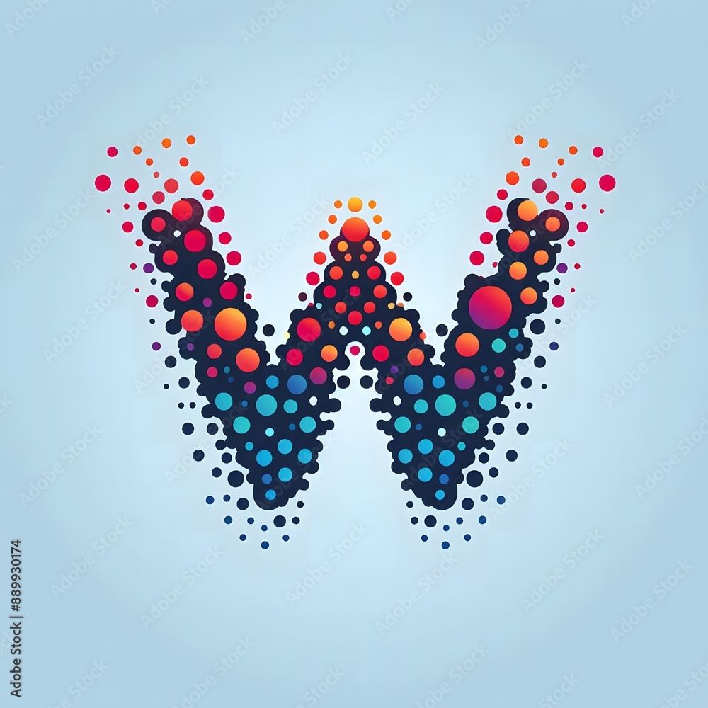 Fototapete AI Generate of Logo Letter W created using random color dots