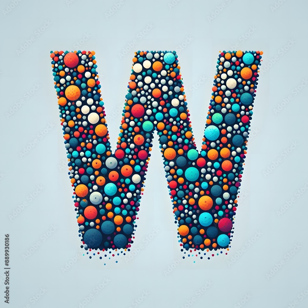 Fototapete AI Generate of Logo Letter W created using random color dots