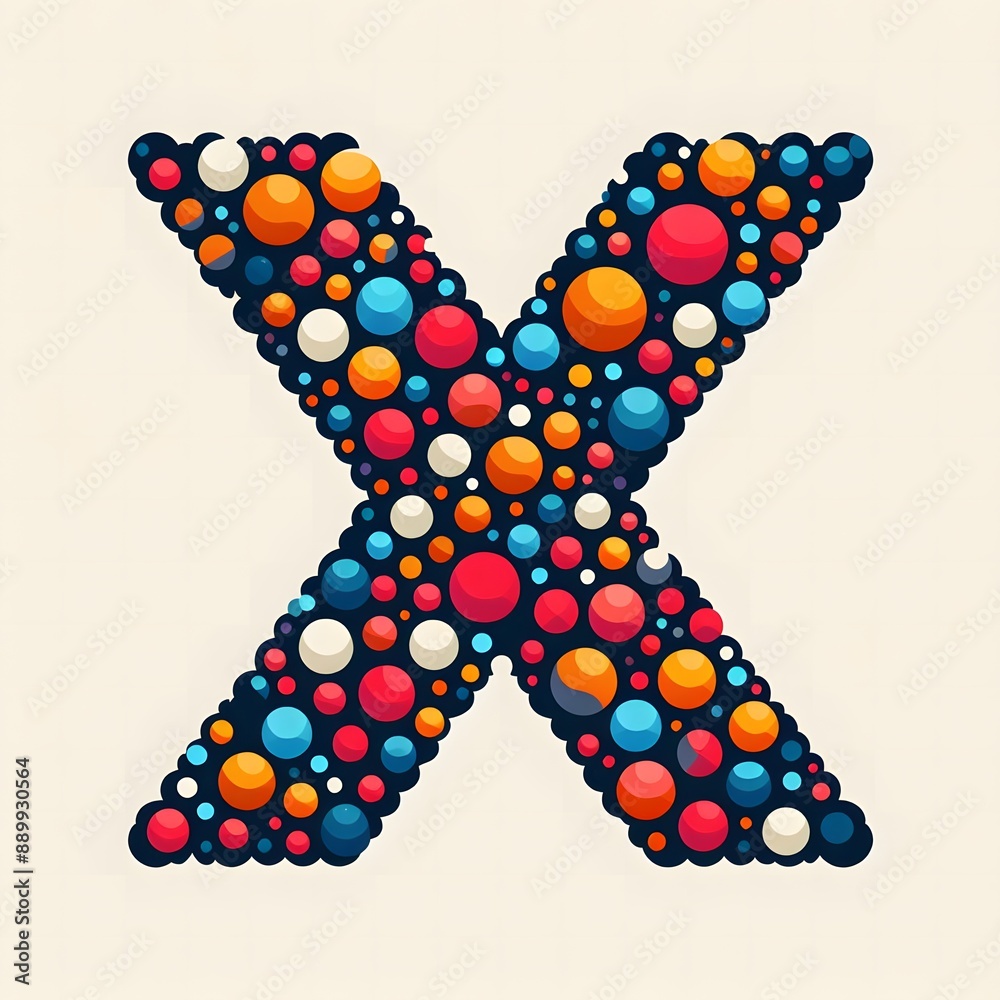 Fototapete AI Generate of Logo Letter X created using random color dots