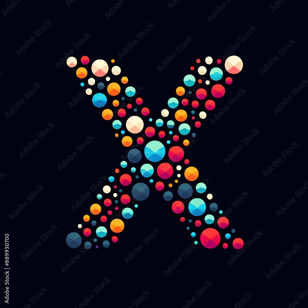 Fototapete AI Generate of Logo Letter X created using random color dots