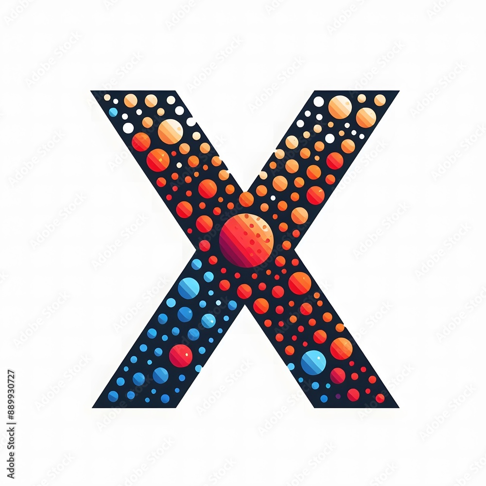 Fototapete AI Generate of Logo Letter X created using random color dots
