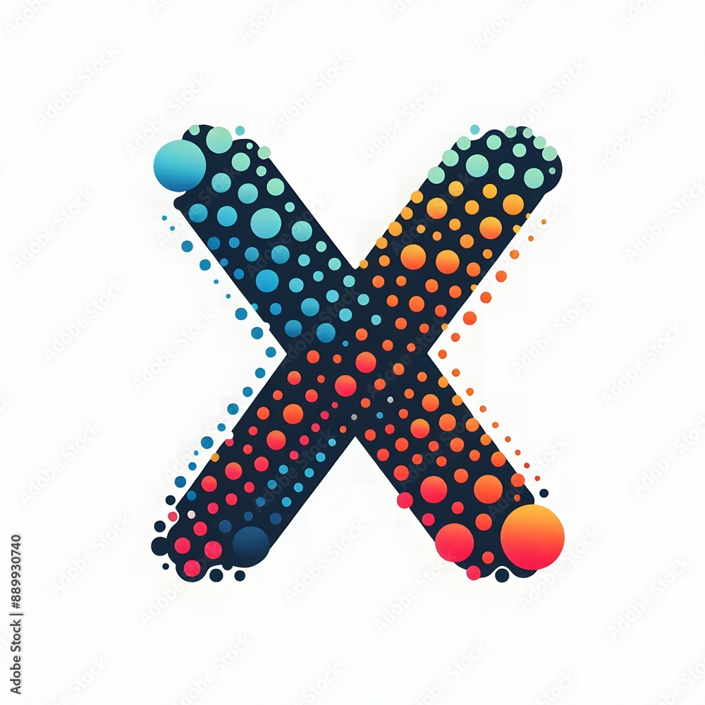 Fototapete ai generate of logo letter x created using random color dots