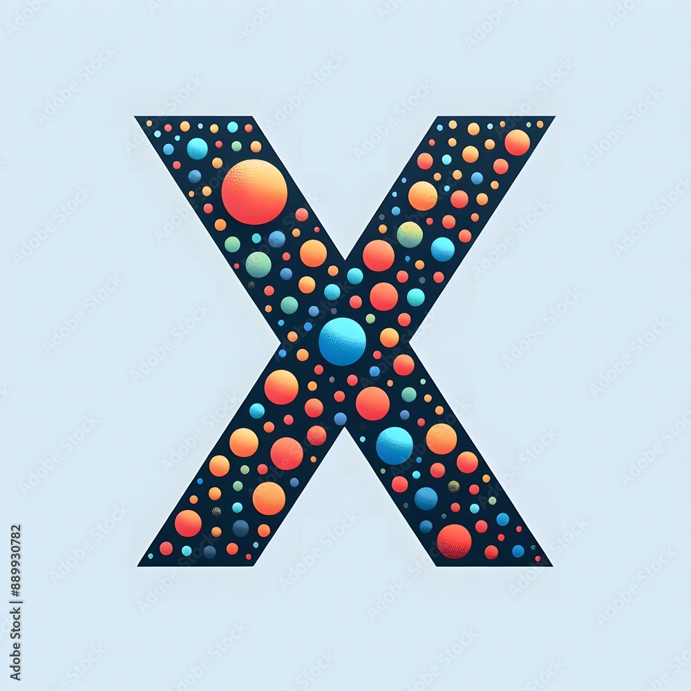 Fototapete AI Generate of Logo Letter X created using random color dots