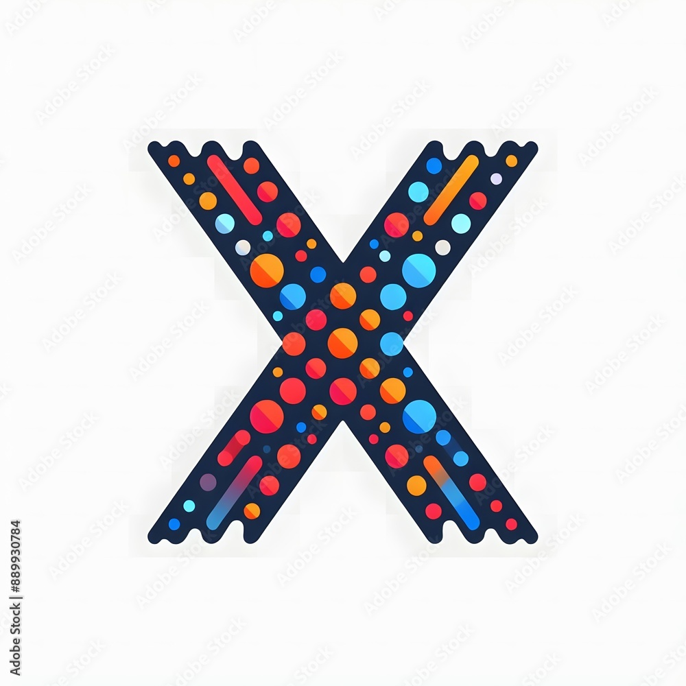 Fototapete AI Generate of Logo Letter X created using random color dots