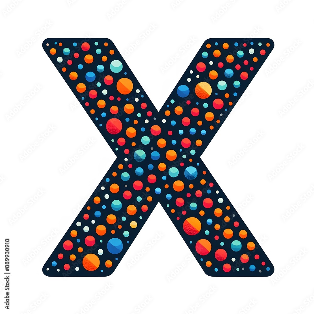 Fototapete AI Generate of Logo Letter X created using random color dots