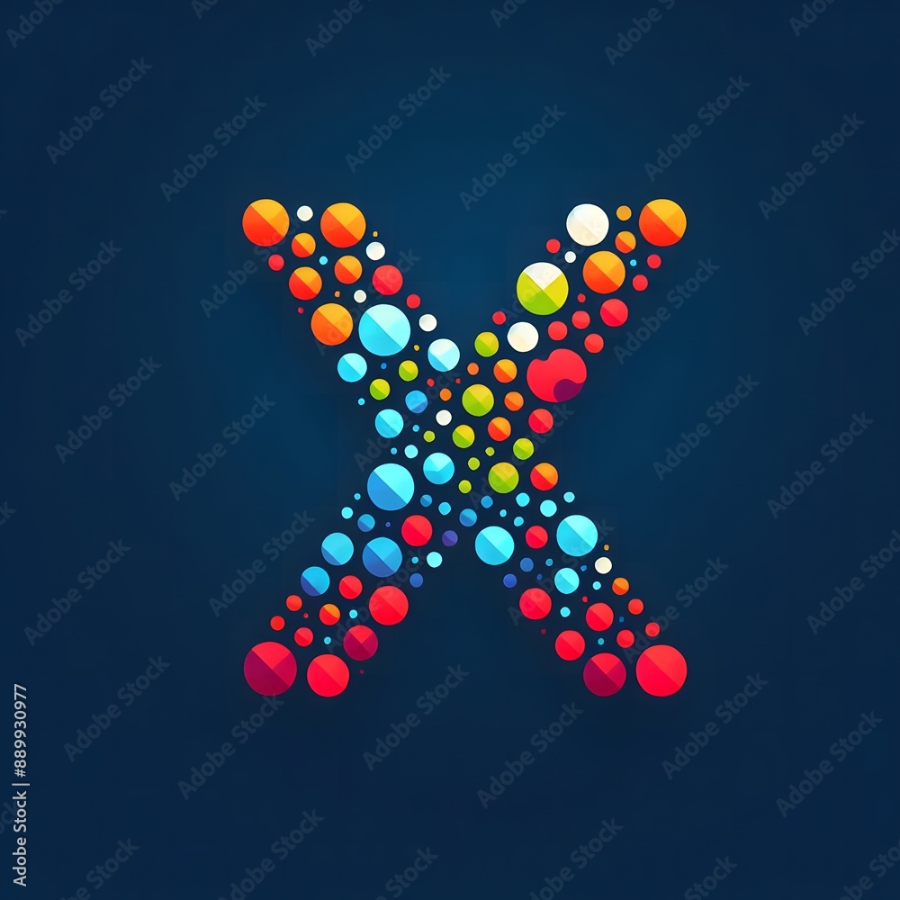 Fototapete AI Generate of Logo Letter X created using random color dots