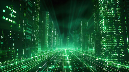 cyber city technology, light green on background