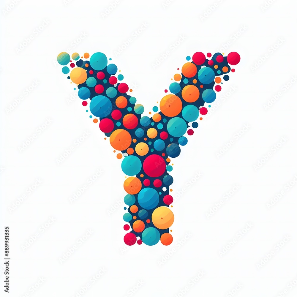 Fototapete AI Generate of Logo Letter Y created using random color dots