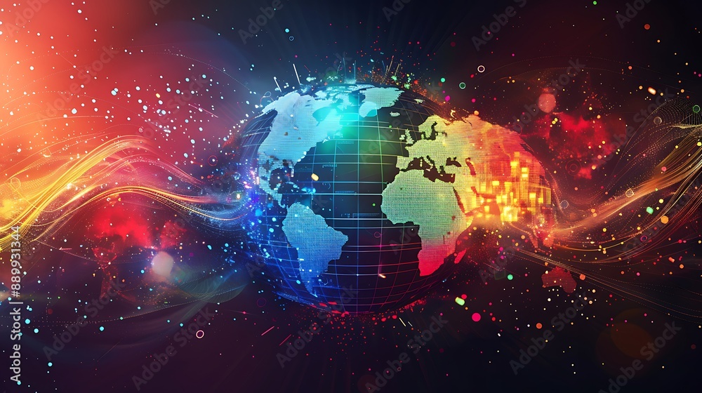 Aufkleber global interconnection and digital flow