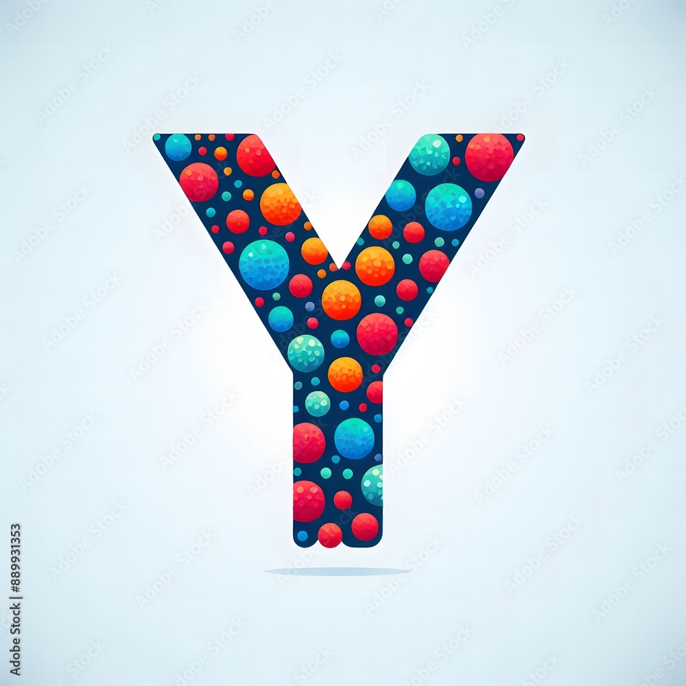 Fototapete AI Generate of Logo Letter Y created using random color dots