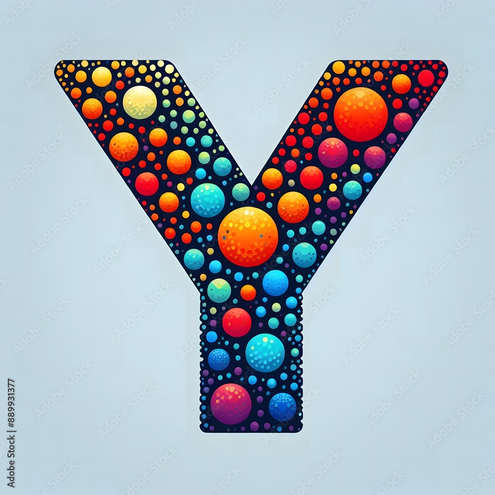 Fototapete AI Generate of Logo Letter Y created using random color dots