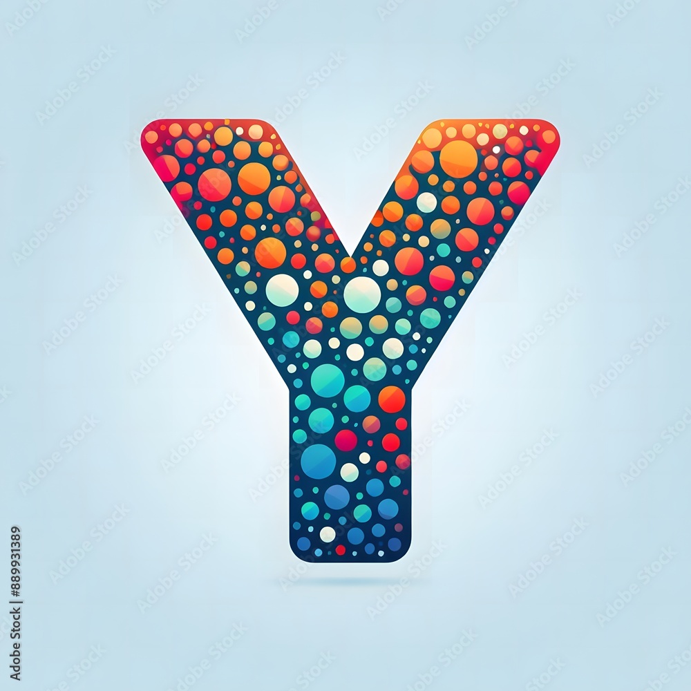 Fototapete AI Generate of Logo Letter Y created using random color dots