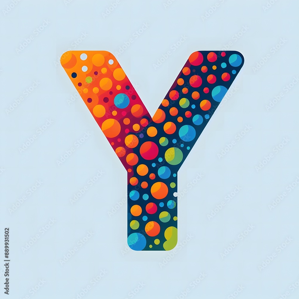 Fototapete AI Generate of Logo Letter Y created using random color dots