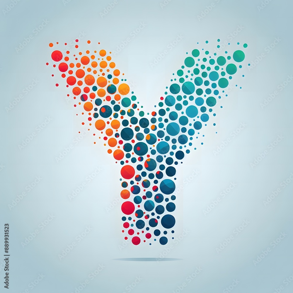 Fototapete AI Generate of Logo Letter Y created using random color dots