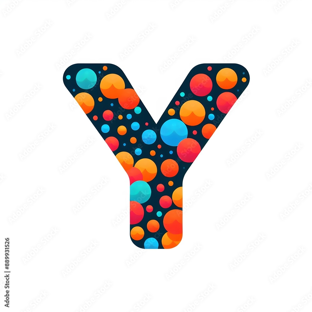Fototapete AI Generate of Logo Letter Y created using random color dots