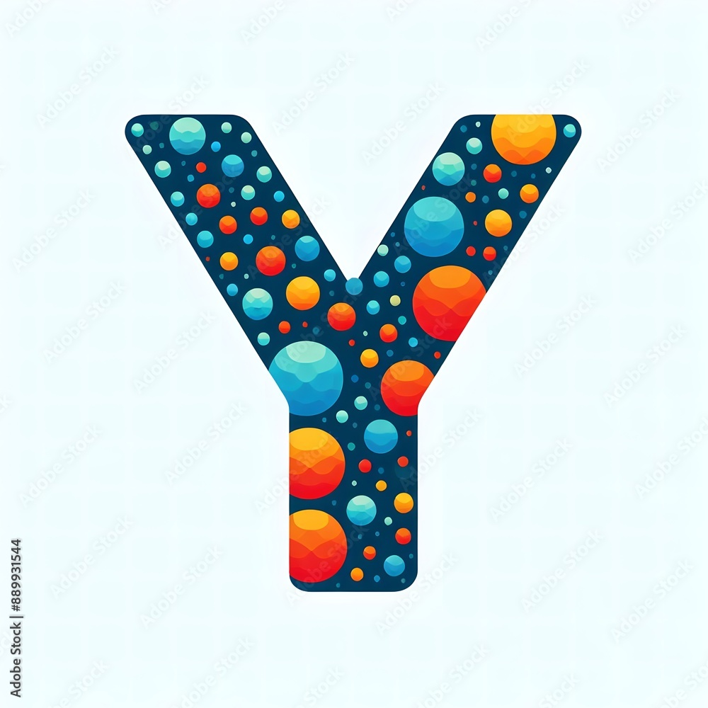Fototapete AI Generate of Logo Letter Y created using random color dots
