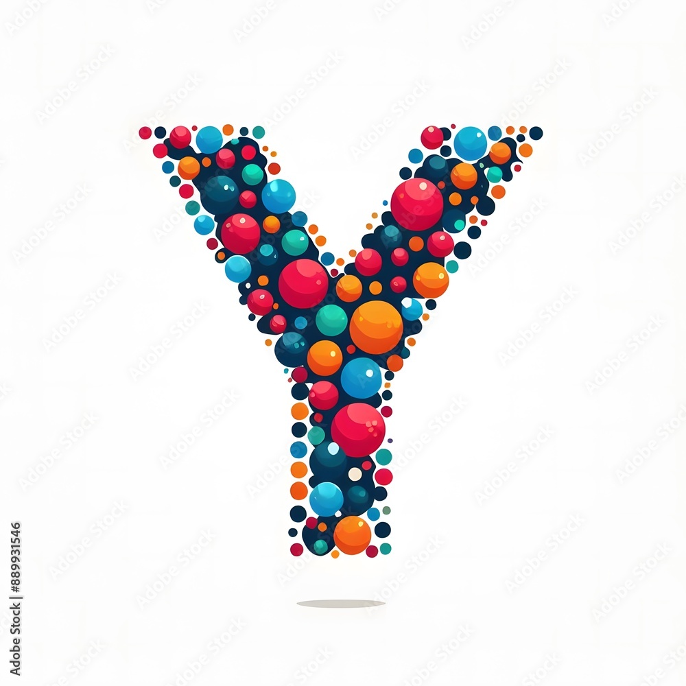 Fototapete AI Generate of Logo Letter Y created using random color dots