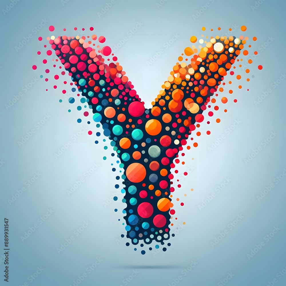 Fototapete AI Generate of Logo Letter Y created using random color dots