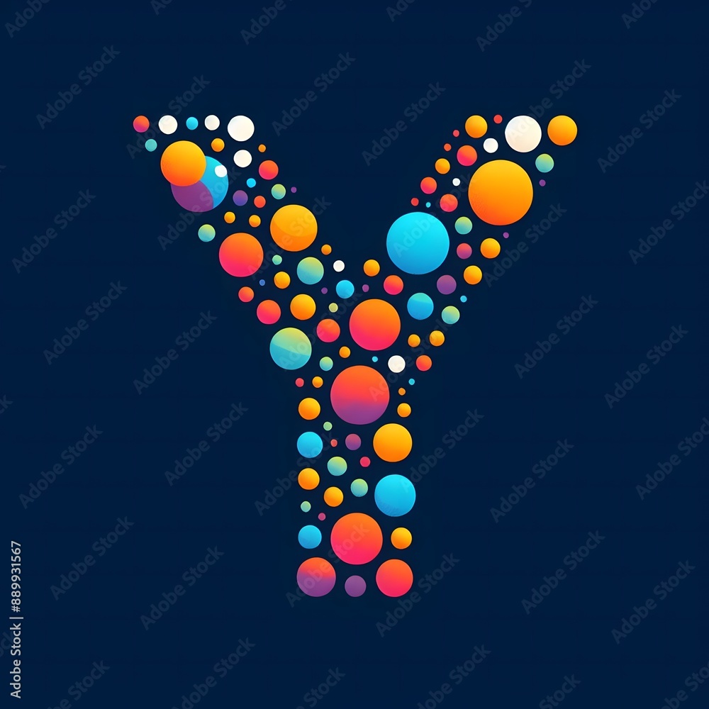 Fototapete AI Generate of Logo Letter Y created using random color dots