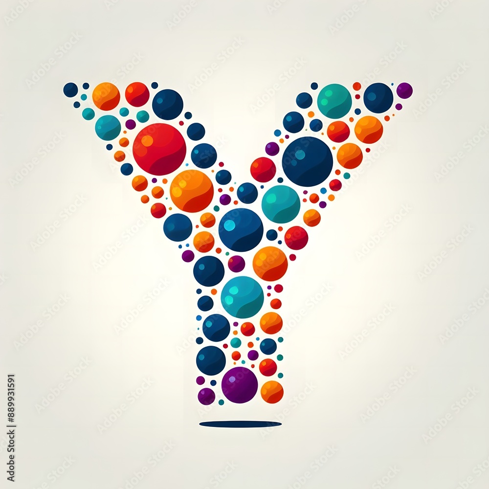 Fototapete AI Generate of Logo Letter Y created using random color dots