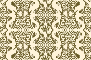 Ethnic ikat seamless pattern in tribal. Aztec geometric ethnic ornament print. Ikat pattern style. Design for background, wallpaper, illustration, fabric, clothing, carpet, textile, batik, embroidery.