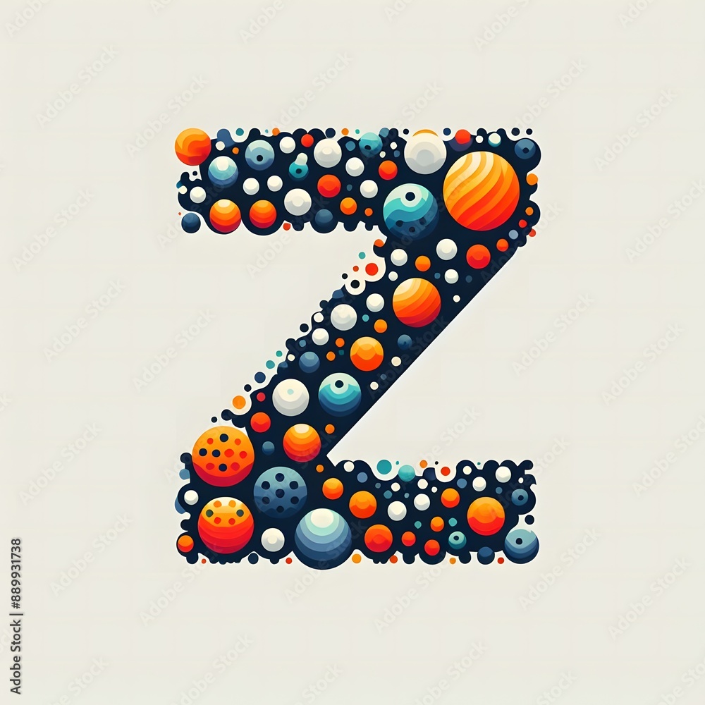Fototapete AI Generate of Logo Letter Z created using random color dots