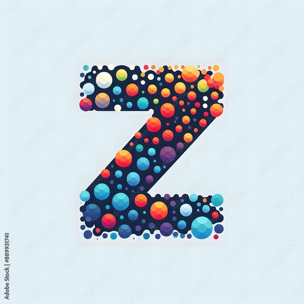 Fototapete AI Generate of Logo Letter Z created using random color dots