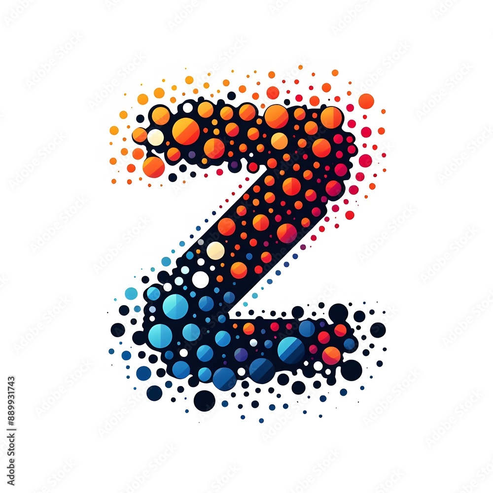 Fototapete AI Generate of Logo Letter Z created using random color dots