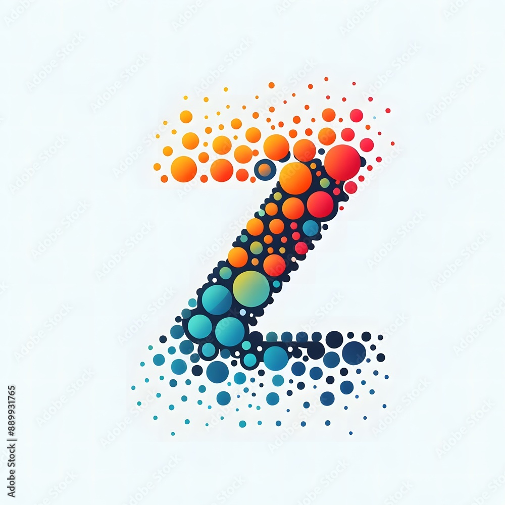 Fototapete AI Generate of Logo Letter Z created using random color dots