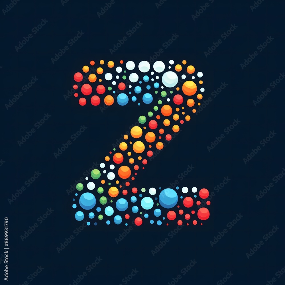 Fototapete AI Generate of Logo Letter Z created using random color dots