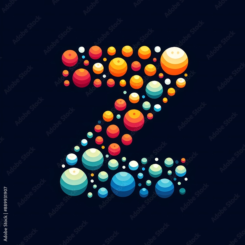 Fototapete AI Generate of Logo Letter Z created using random color dots