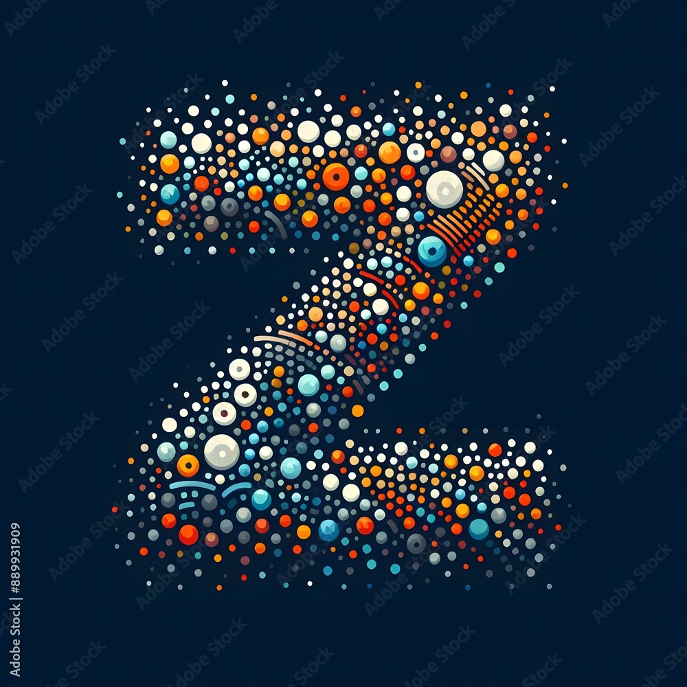 Fototapete AI Generate of Logo Letter Z created using random color dots