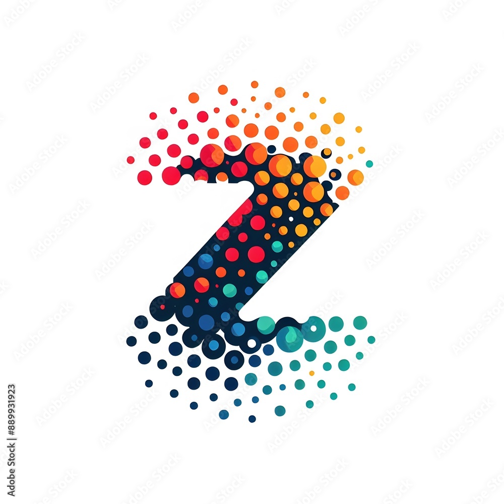 Fototapete AI Generate of Logo Letter Z created using random color dots