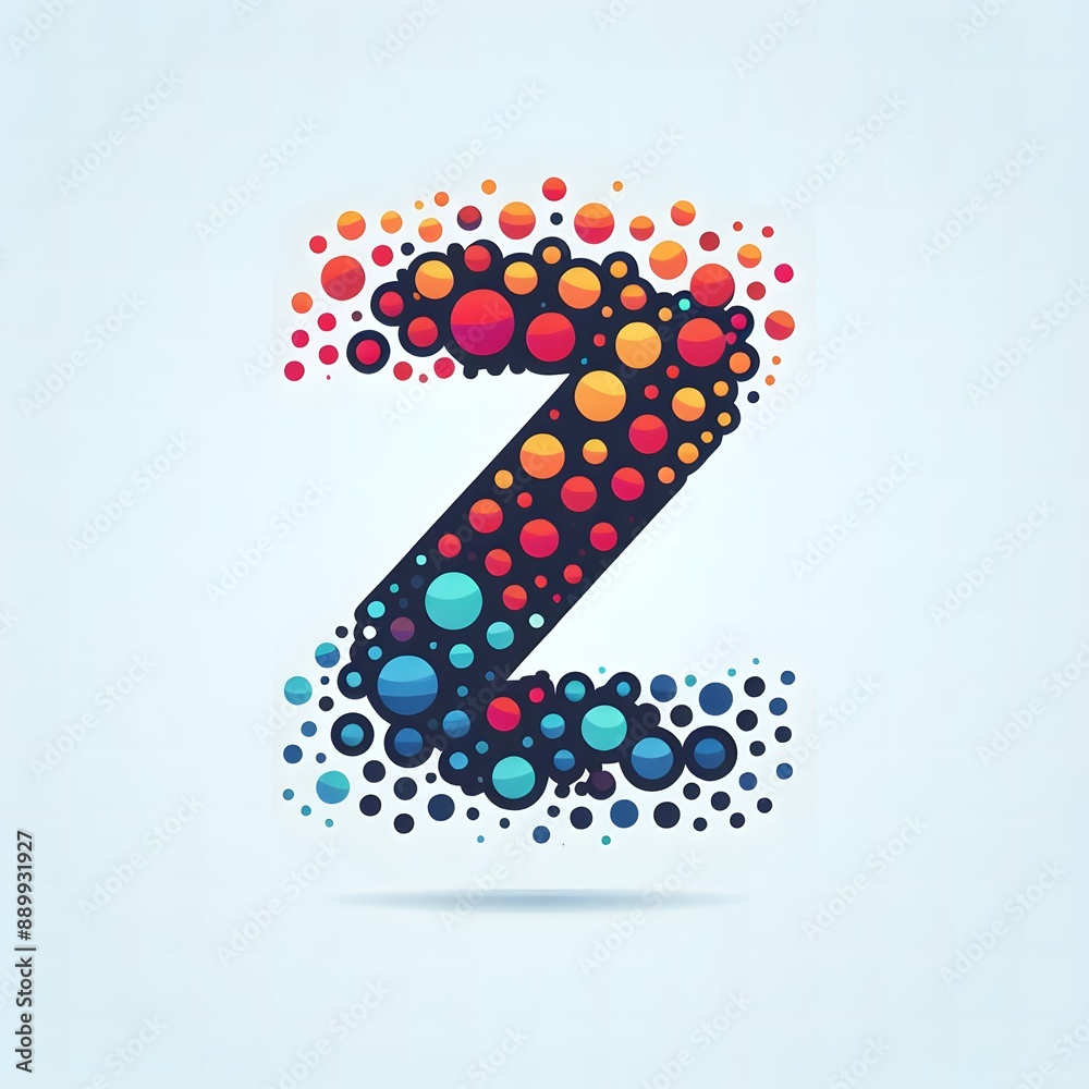 Fototapete AI Generate of Logo Letter Z created using random color dots