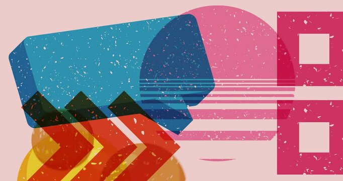 Risograph Super Speech Bubble with geometric shapes animation. Moving object in trendy riso graph design video.
