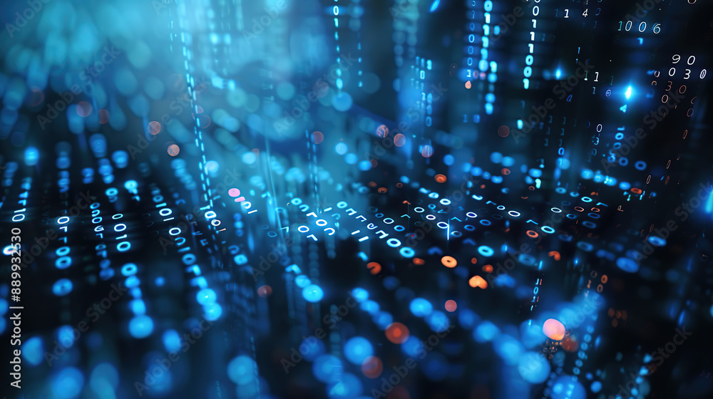 Wall mural abstract communication and future technology data flow