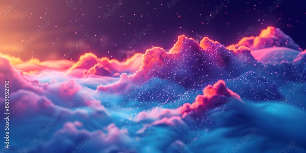 Wall mural mesmerizing cosmic data cloud computing psychedelic dreamscape with vibrant celestial atmosphere