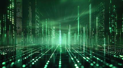 cyber city technology, light green on background