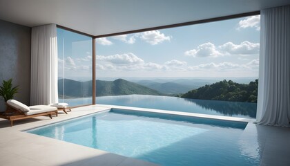 Fototapeta premium Luxury Pool with Mountain View