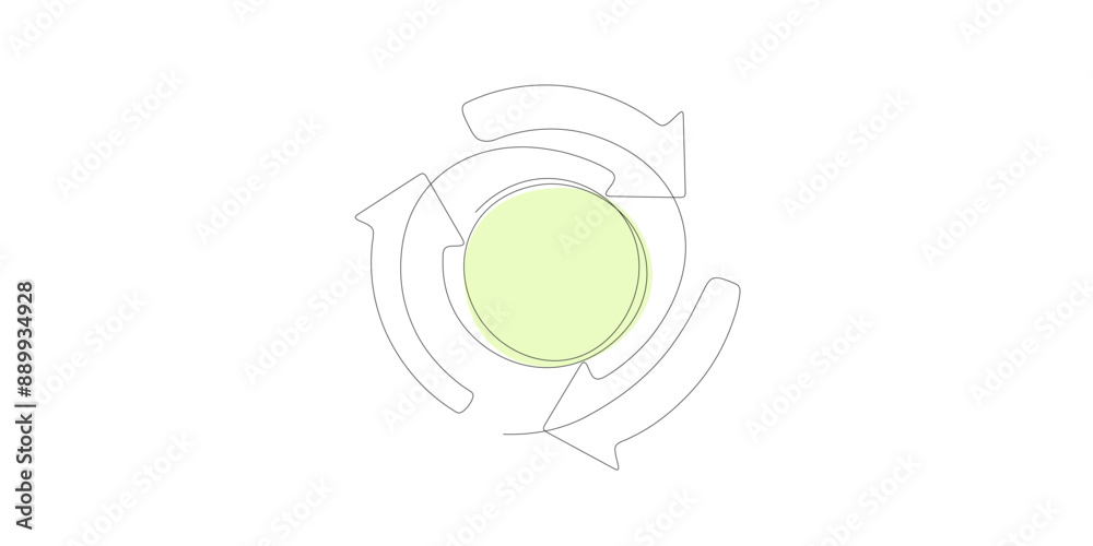 Poster recycle symbol. continuous line art drawing. ecology and environment concept. line art vector illust